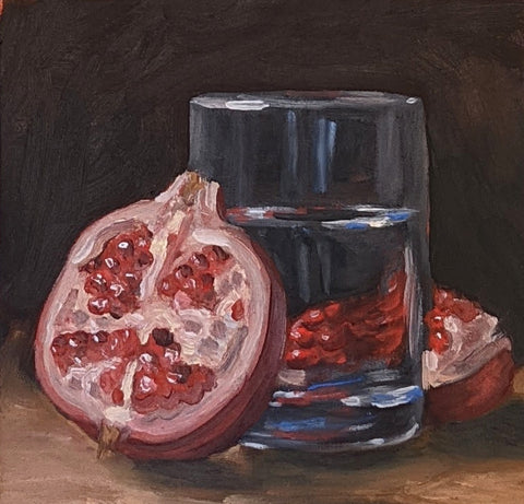 Pomegranate, 6x6" oil on panel