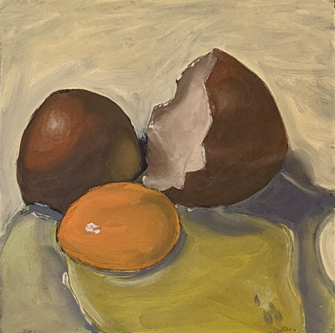 Cracked Egg, 6x6" oil on panel