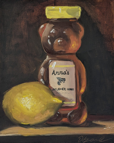 Honey & Lemon, 8x10" FRAMED oil on panel, 2021