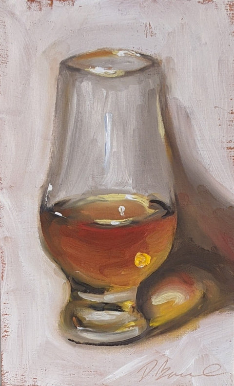 Whiskey Taster, 8x5" oil on panel, 2021