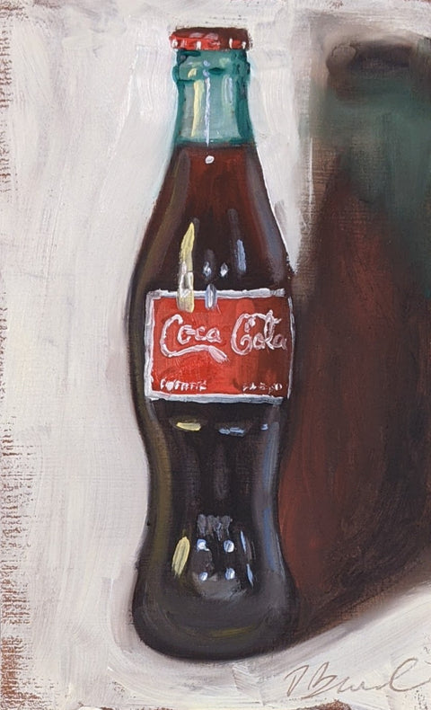 Glass Bottle Coke, 7x5" oil on panel, 2021