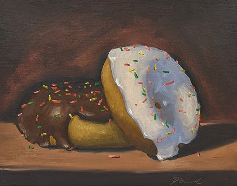 Donuts!, 8x10" oil on panel, 2021