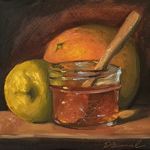 Honey & Citrus, 6x6 oil on panel, 2021