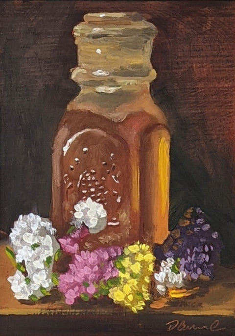 Honey & Dried Flowers, 7x5" oil on panel