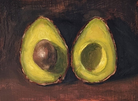 Avocado Halves, 5x7" oil on panel