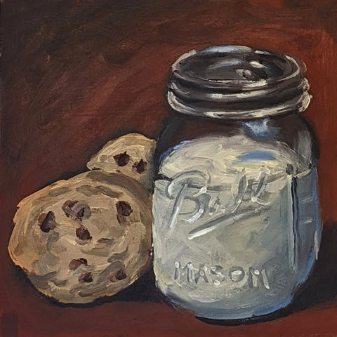 Cookies & Milk, 6x6" oil on panel